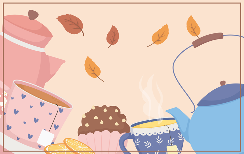 비닐 카펫 꽃과 식물 티타임 일러스트레이션 - TenStickers