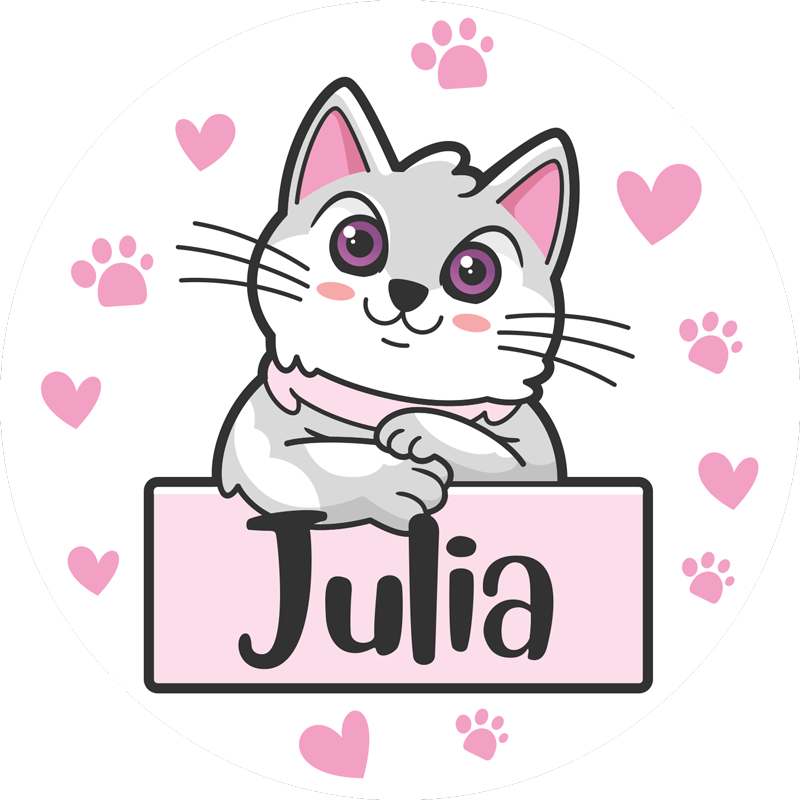 이름이있는 비닐 카펫 맞춤형 고양이 - TenStickers