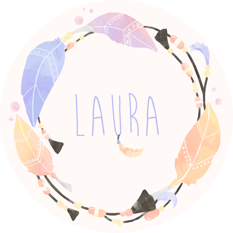 이름이있는 비닐 카펫 맞춤형 깃털 원형 - TenStickers