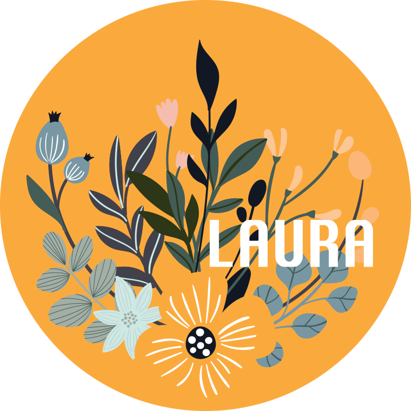 이름이있는 비닐 카펫 맞춤 꽃무늬 엠블럼 - TenStickers