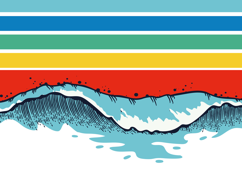 레트로 파도 빈티지 깔개 바닥 - TenStickers