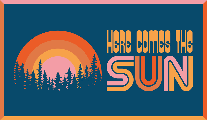 문구와 함께 비닐 양탄자 일출 실루엣 장면 - TenStickers