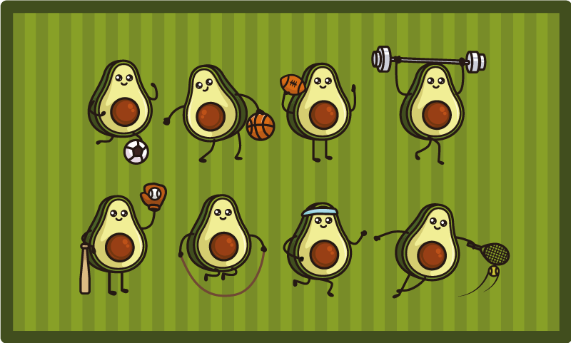 애니메이션 아보카도 어린이 비닐 러그 - TenStickers