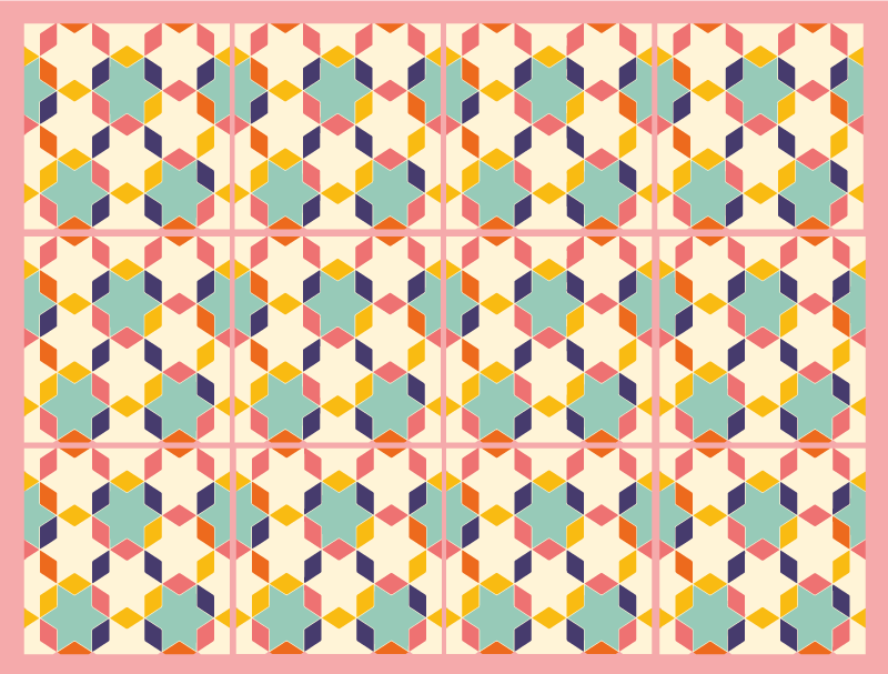 기하학적 효과 비닐 카펫 다채로운 테셀레이션 - TenStickers