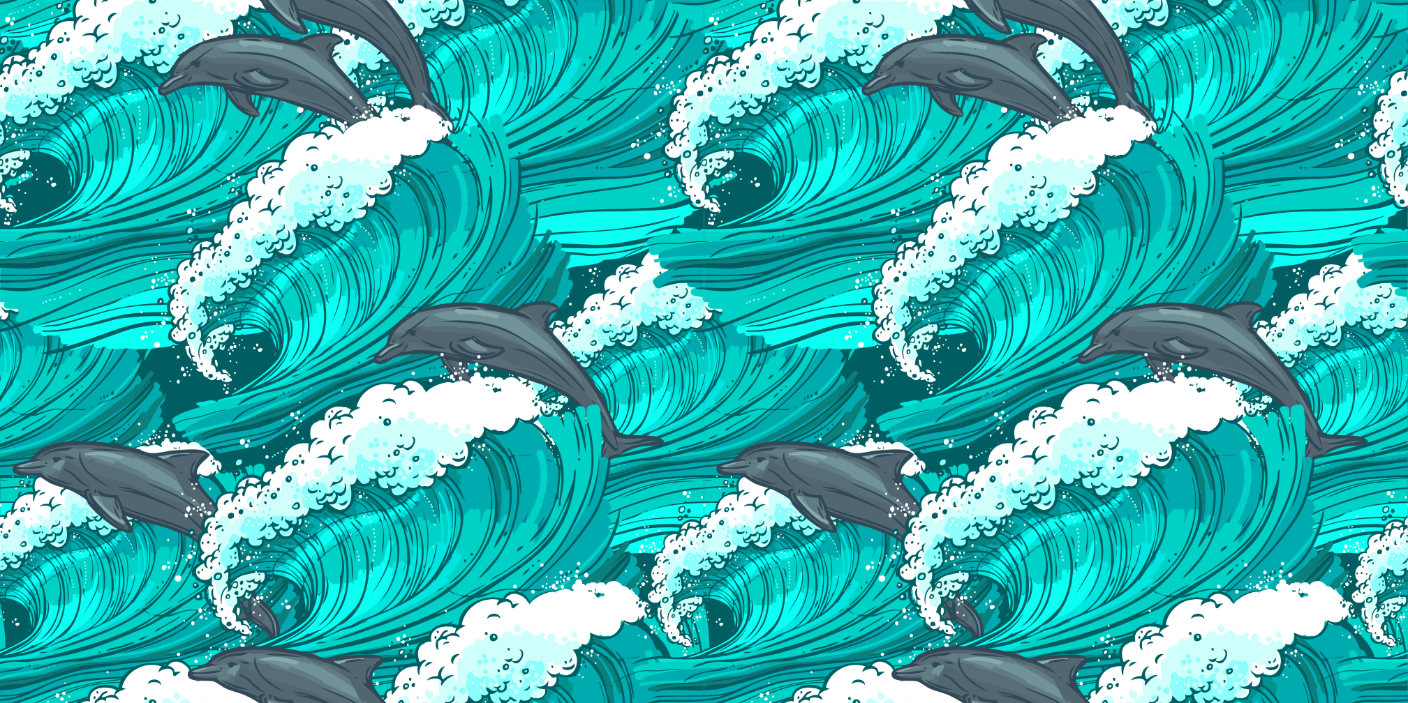 바다 동물 비닐 깔개에 돌고래 - TenStickers