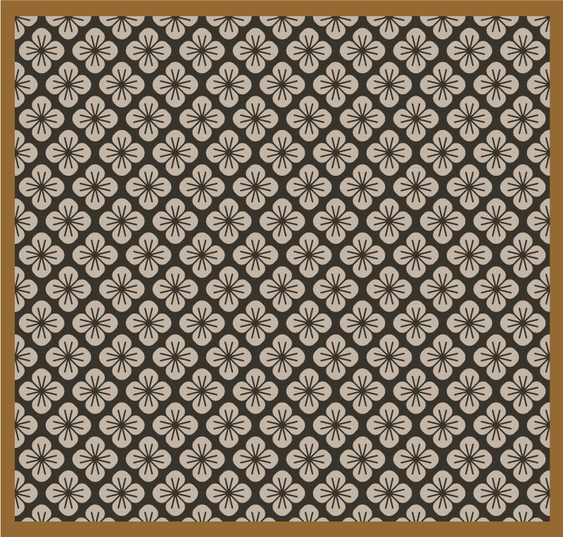 바닥 디자인 블랙 플로랄 러그 - TenStickers