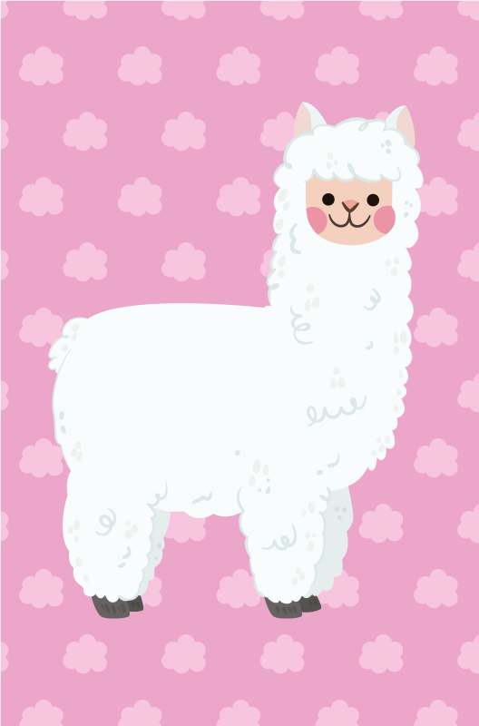 비닐 카펫 보육 흐린 라마 그림 - TenStickers
