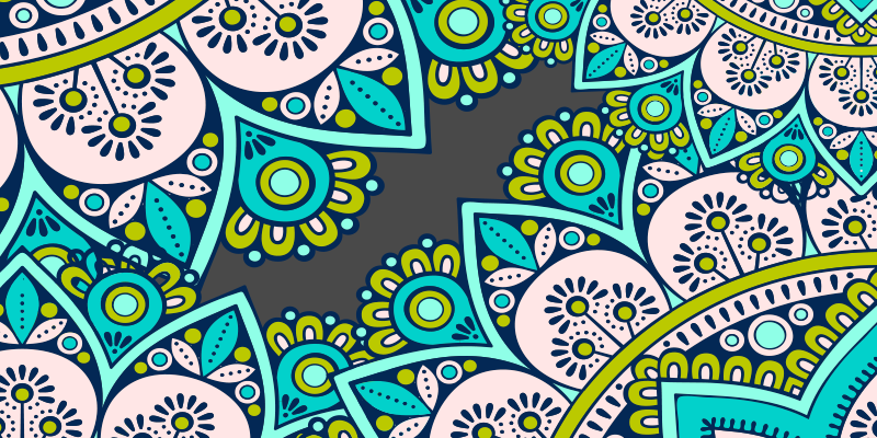 만다라 비닐 카펫 생동감 넘치는 식물 모티프 - TenStickers