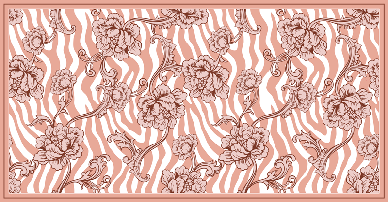 지브라 프린트 및 장식용 산호 플로럴 러그 - TenStickers