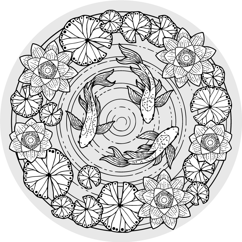 비닐 카펫 동물 잉어 물고기 평온 - TenStickers