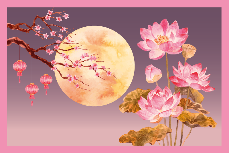 비닐 카펫 꽃과 식물 꽃무늬 달빛 - TenStickers