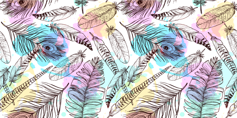 비닐 카펫 꽃과 식물 깃털 모티브 - TenStickers