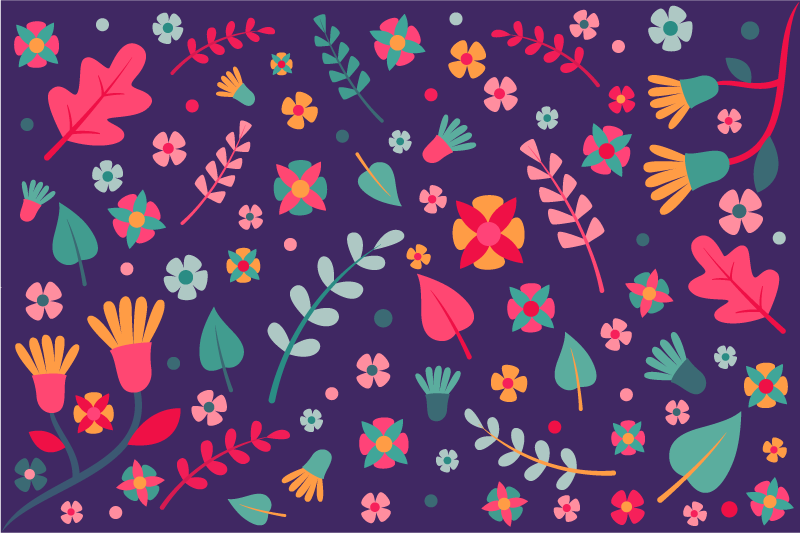 비닐 카펫 꽃과 식물 플로랄 컬러 버스트 - TenStickers