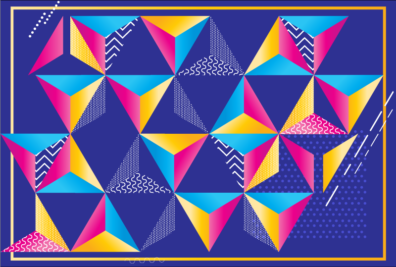 기하학적 효과 비닐 카펫 다채로운 형태의 생동감 - TenStickers