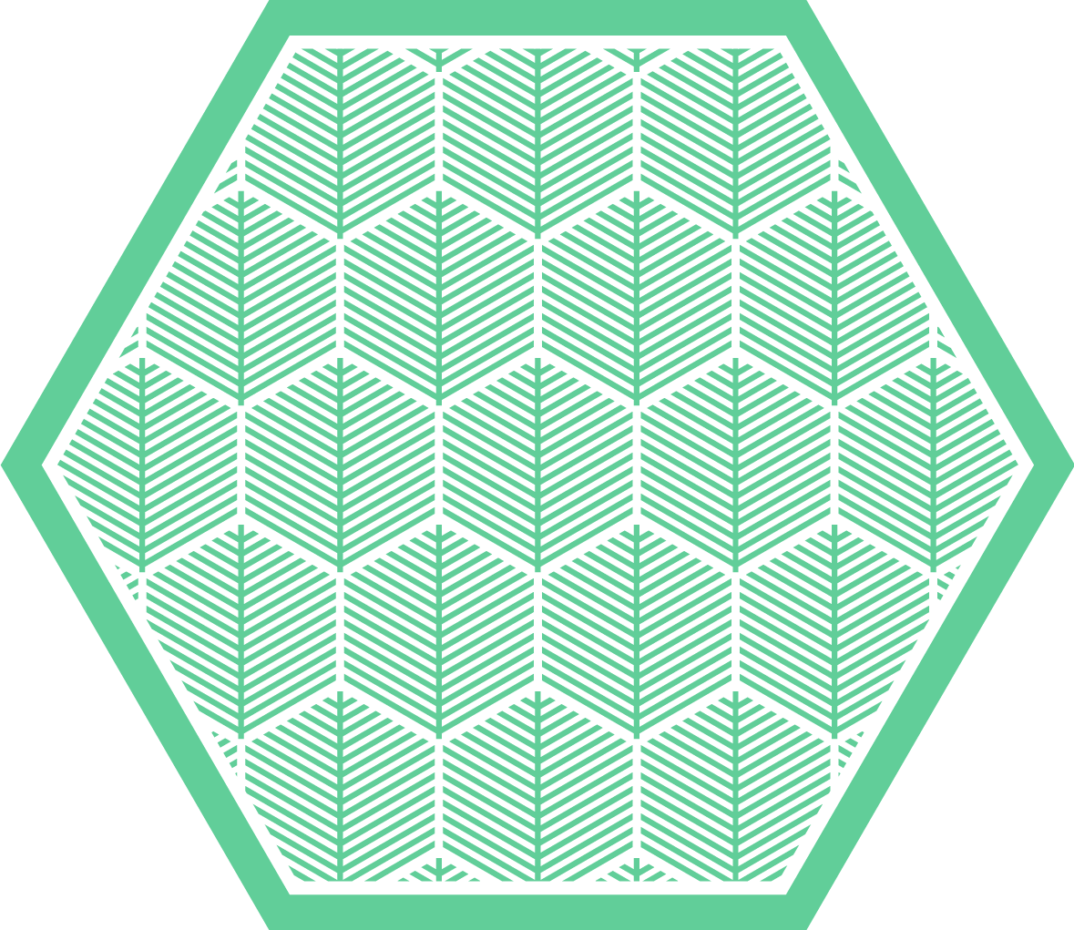 녹색 식물 육각형 모양 꽃 깔개 - TenStickers