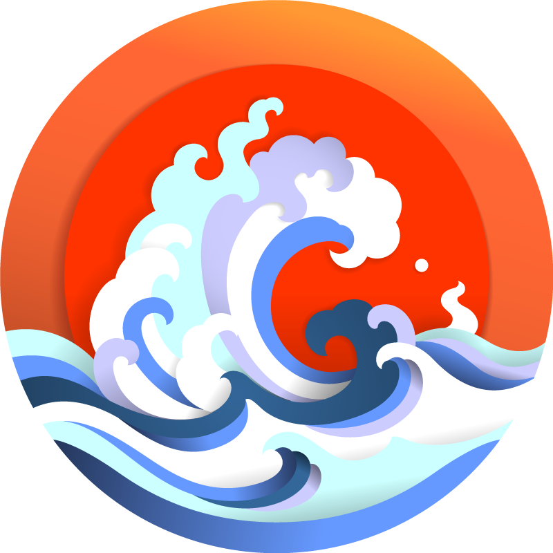 비닐 카펫 자연 바다 물결 원형 - TenStickers