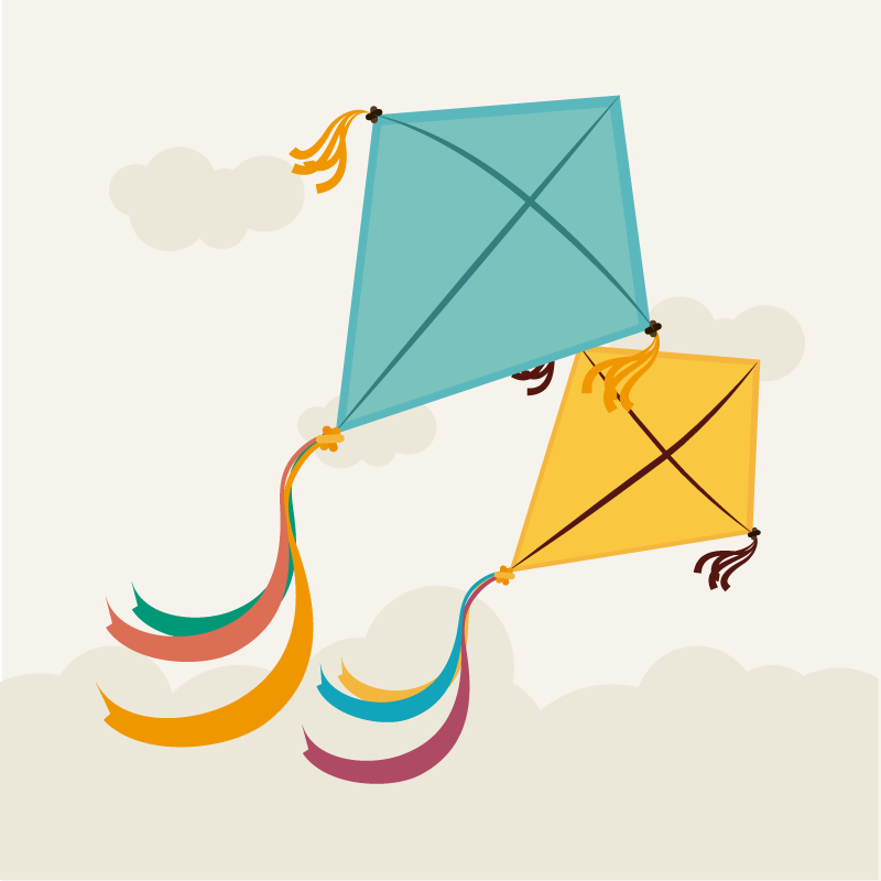 어린 이용 비닐 카펫 하늘을 나는 연 일러스트 - TenStickers