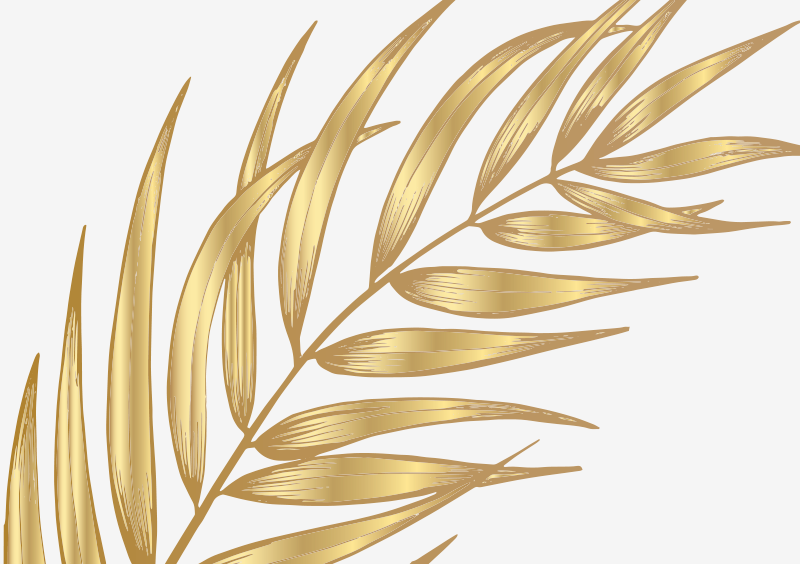 비닐 카펫 꽃과 식물 금빛 잎사귀 패턴 - TenStickers