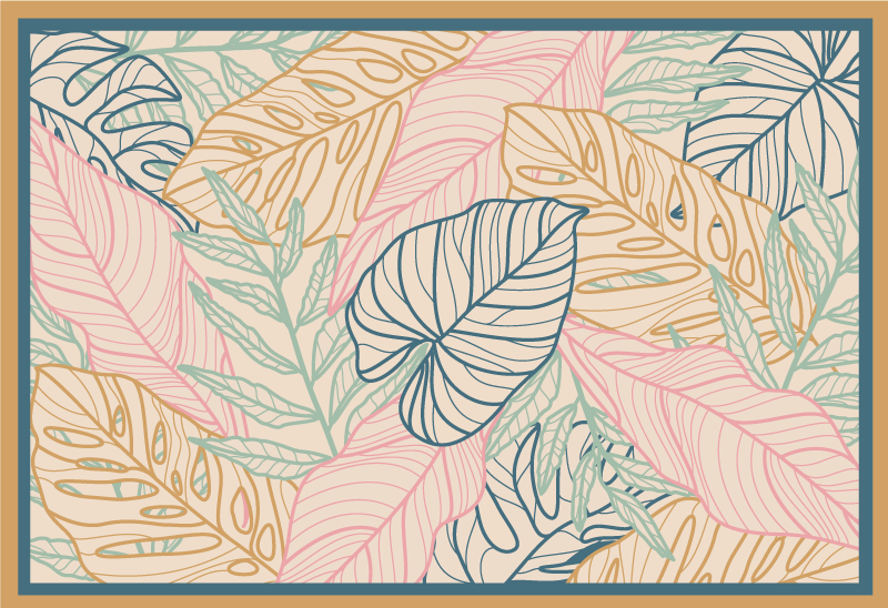 비닐 카펫 자연 잎사귀 열대 패턴 - TenStickers