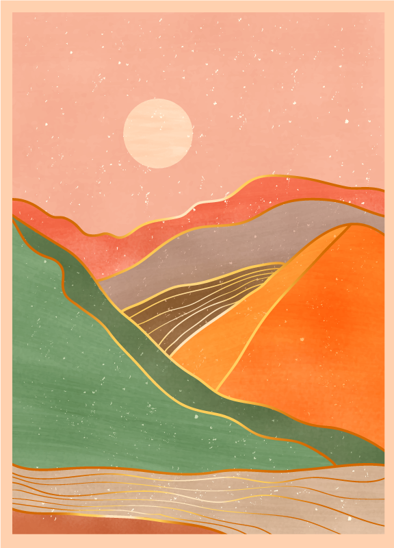 모던 효과 비닐 카펫 추상 산 풍경 - TenStickers