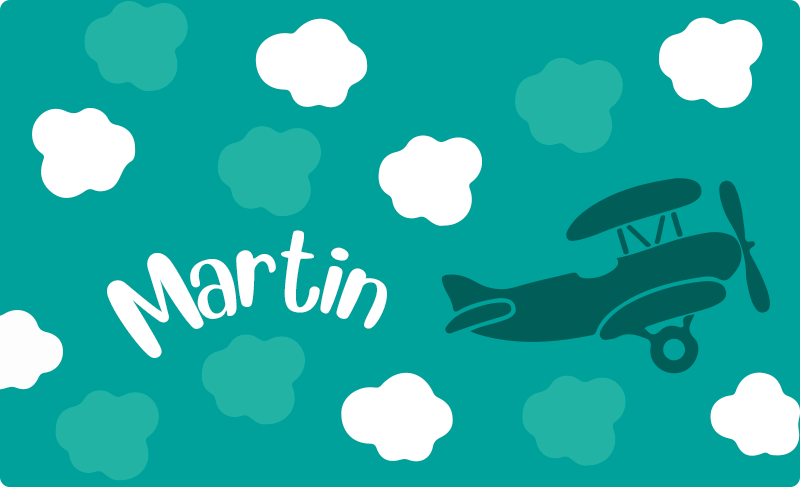 어린 이용 비닐 카펫 구름과 비행기 이름 포함 - TenStickers