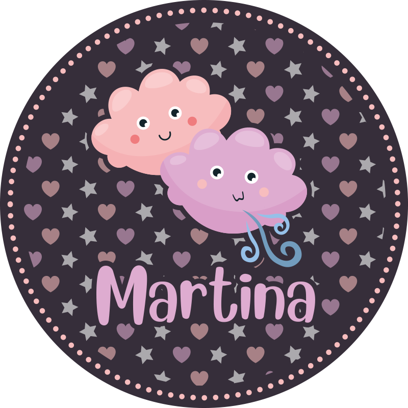 어린 이용 비닐 카펫 이름이 있는 보라색 구름 - TenStickers