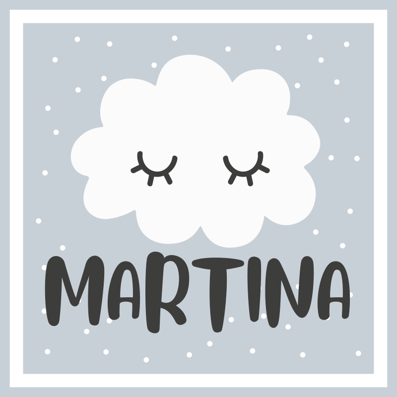 비닐 카펫 보육 이름이 있는 회색 구름 - TenStickers