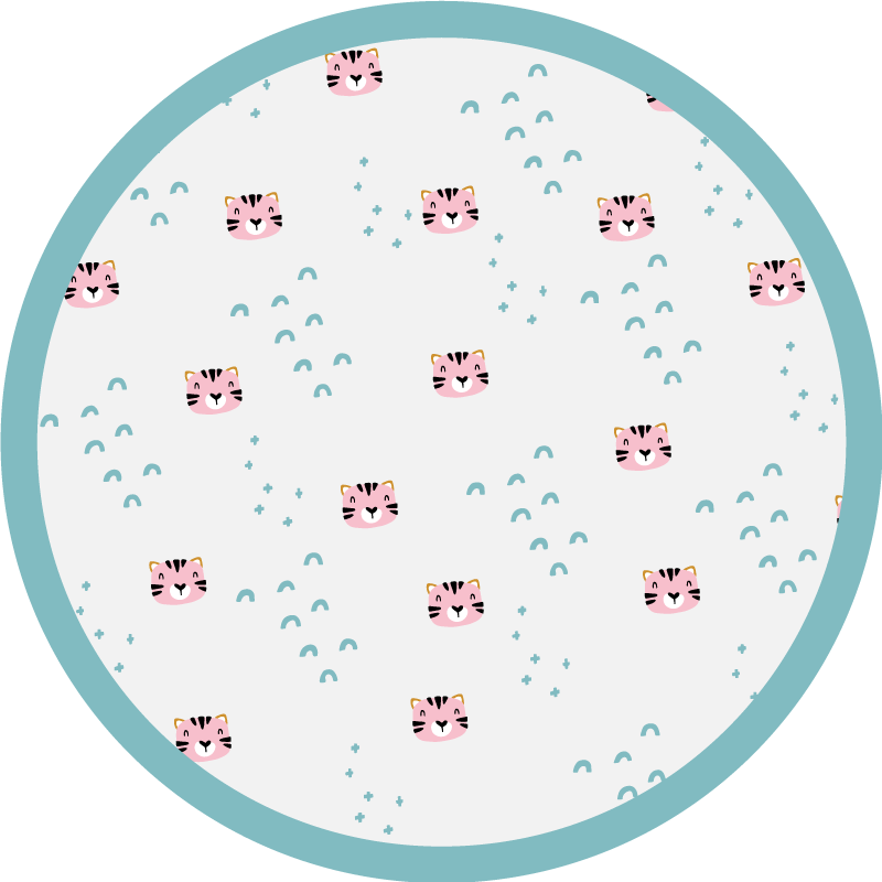 어린 이용 비닐 카펫 파란 무지개와 핑크 고양이 - TenStickers