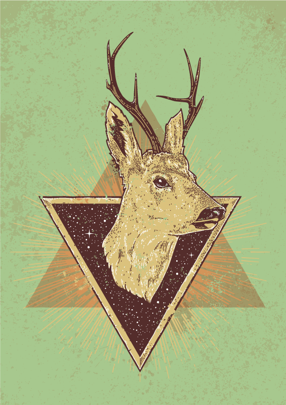 비닐 카펫 동물 스타일화된 사슴 머리 - TenStickers