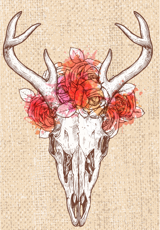 비닐 카펫 동물 해골 꽃 장식 - TenStickers