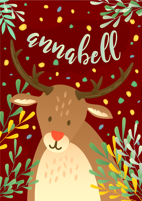 비닐 크리스마스 카펫 이름이 있는 순록 - TenStickers