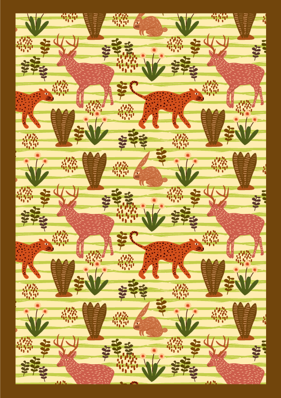 비닐 카펫 동물 사파리 야생동물 패턴 - TenStickers