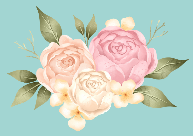 비닐 카펫 꽃과 식물 식물 구성 - TenStickers