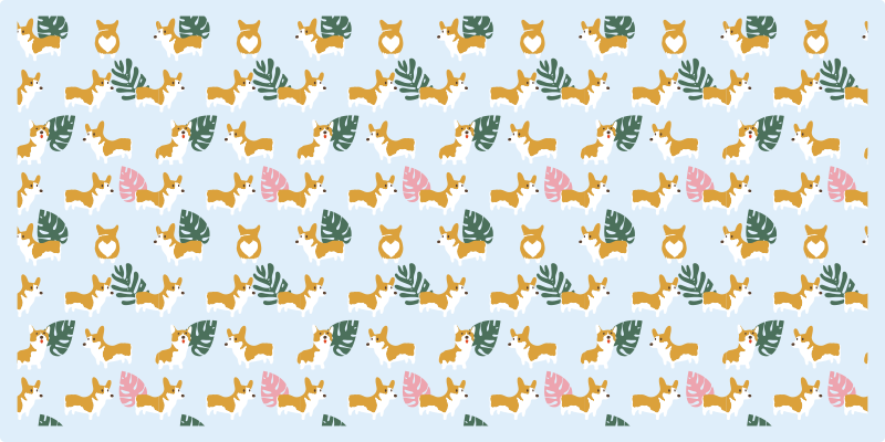 비닐 카펫 동물 몬스테라와 개 - TenStickers