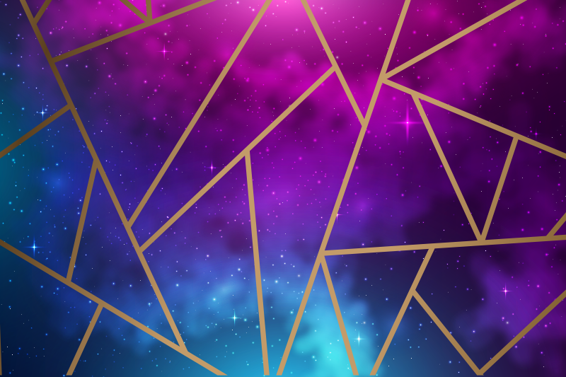 기하학적 효과 비닐 카펫 우주 블루와 퍼플 패턴 - TenStickers