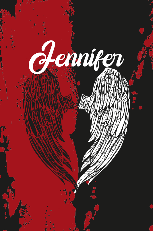 열대 효과 비닐 카펫 이름이 있는 하트 날개 - TenStickers