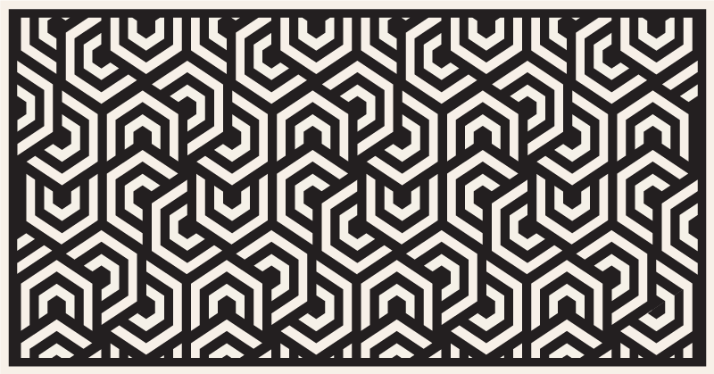 기하학적 효과 비닐 카펫 흑백 육각형 - TenStickers