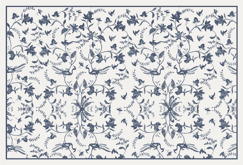 비닐 카펫 꽃과 식물 푸른 꽃 - TenStickers