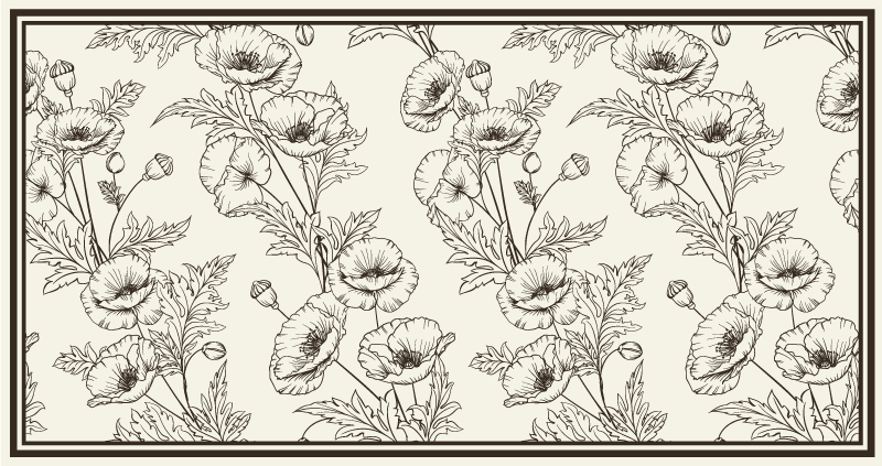 거실용 비닐 깔개 꽃 모양 테두리 패턴 - TenStickers