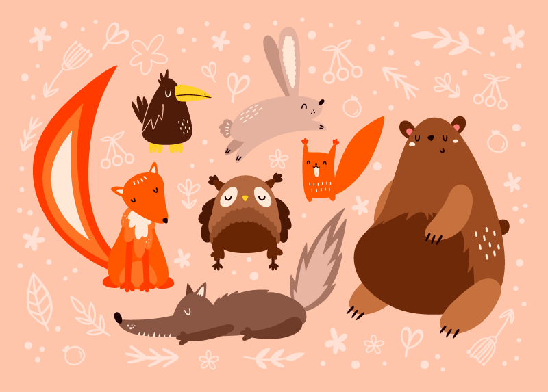 비닐 카펫 보육 사랑스러운 동물 친구들 - TenStickers