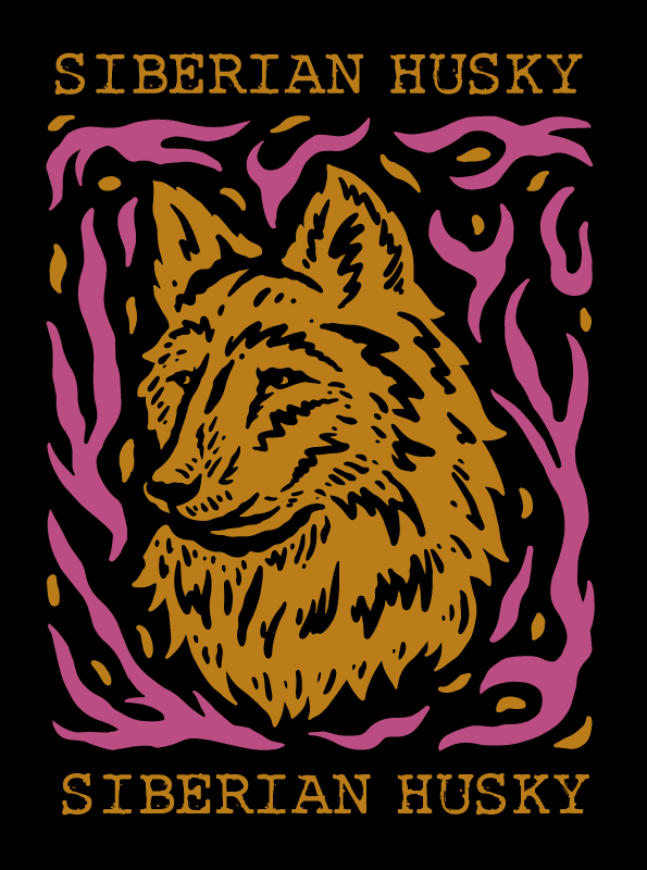 비닐 카펫 동물 시베리안 허스키 초상화 - TenStickers