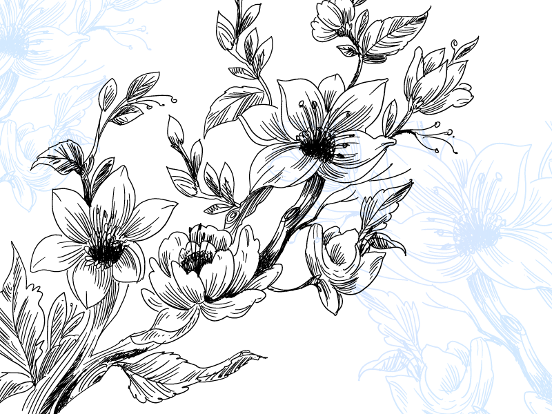 비닐 카펫 꽃과 식물 아쥬르 블로섬 컨셉 - TenStickers