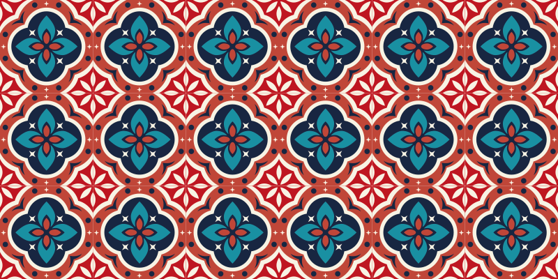 빨간 비닐 바닥 매트 타일 카펫 - TenStickers