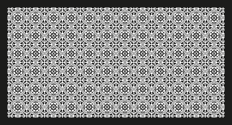 비닐 카펫 타일 효과 검은 꽃무늬 - TenStickers