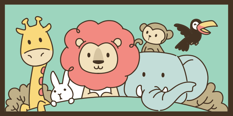 어린 이용 비닐 카펫 정글 친구 동물들 - TenStickers