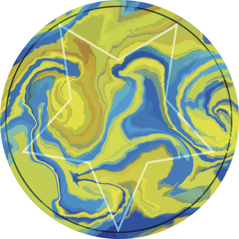 비닐 카펫 기타 텍스처 파란색과 노란색 별 - TenStickers