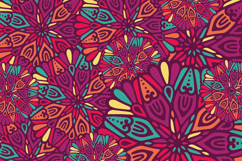 만다라 비닐 카펫 생동감 넘치는 보라색 모티프 - TenStickers