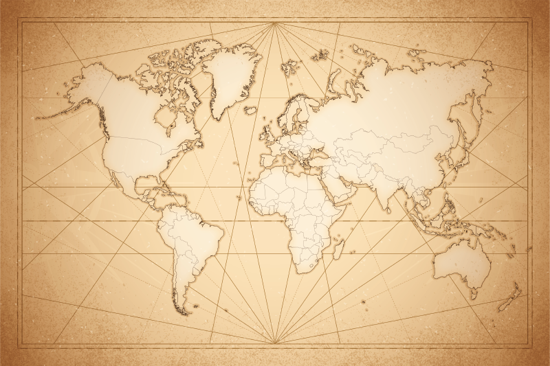 19 세기 세계지도 깔개 - TenStickers