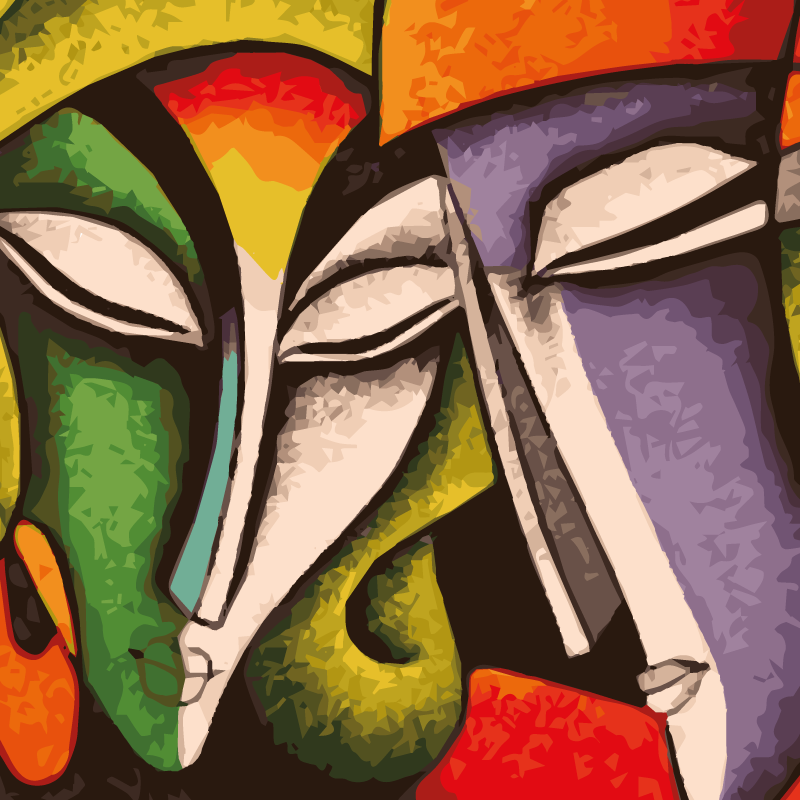 현대 미술 얼굴 현대 깔개 - TenStickers