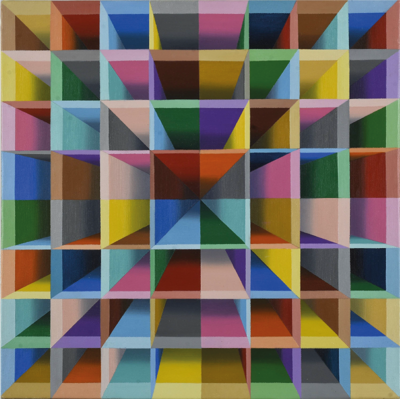 현대 미술 다채로운 큐브 구멍 현대 양탄자 - TenStickers